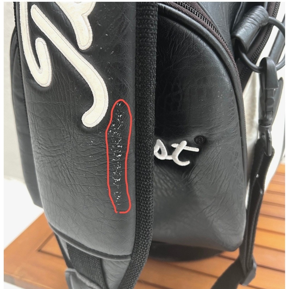Vintage Titleist Tour Staff Golf Bag 6-Way Black White WITH Matching Rain Hood - Picture 9 of 16